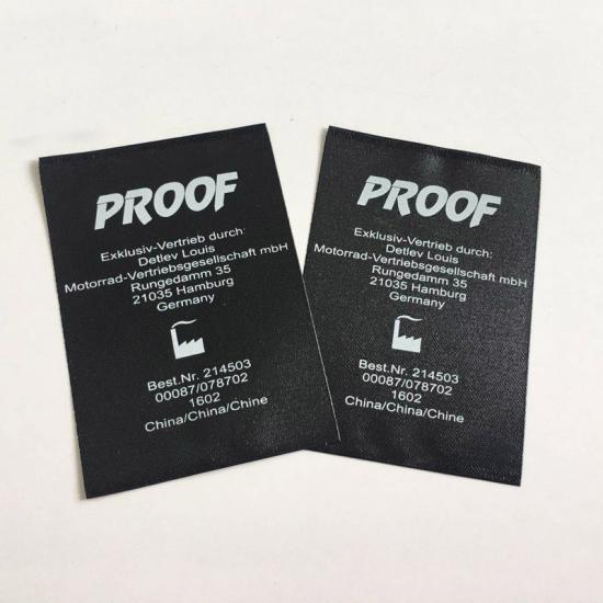 Printed Satin Care Clothing Labels Machine Wash Cold 1 W X 1.5 H Straight  Cut Labels Black or White Color 100 PCS 